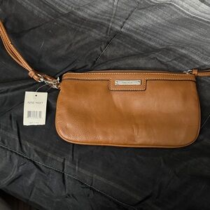 Nine West Brown Leather Wristlet